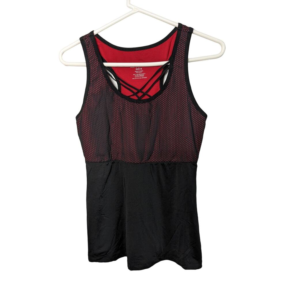 Ruby Ribbon Racer Back Tank Active Shaper Black Red Mesh Size Medium Style 1629